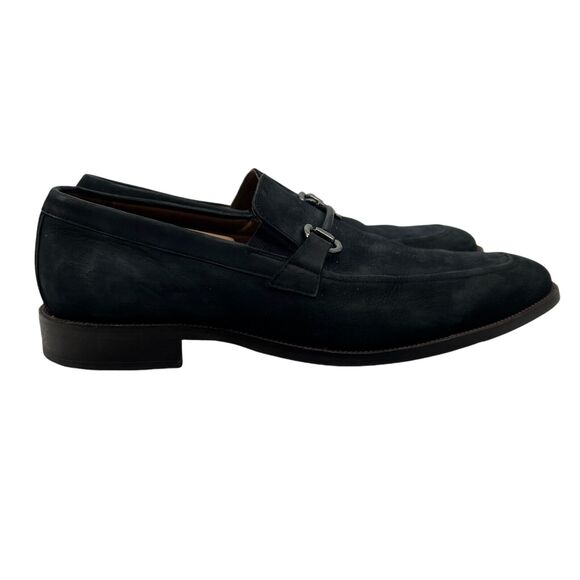 Johnston & Murphy Mens 11.5 Loafers Black Nubuck Leather Everett Horsbit Dress - Picture 1 of 12